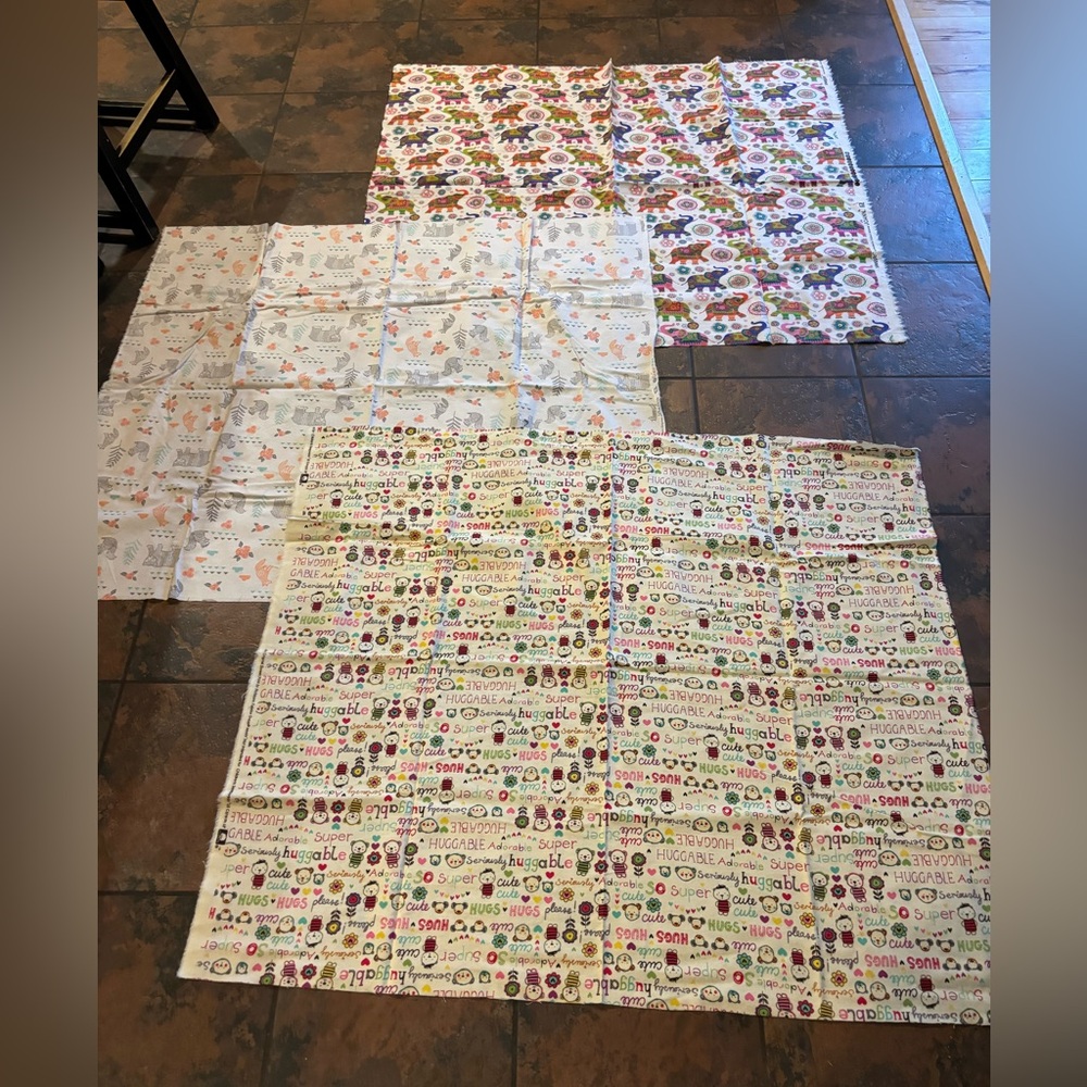 3 large pieces of flannel fabric